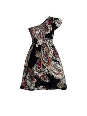 Francesca's Women's Paisley One Shoulder Dress Black Size S